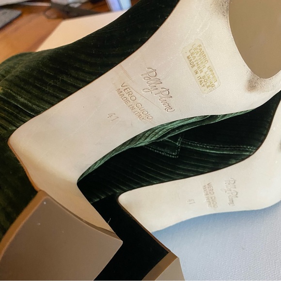 Polly Plume Green Velvet Ribbed High Heel Ankle Boots - Picture 8 of 8